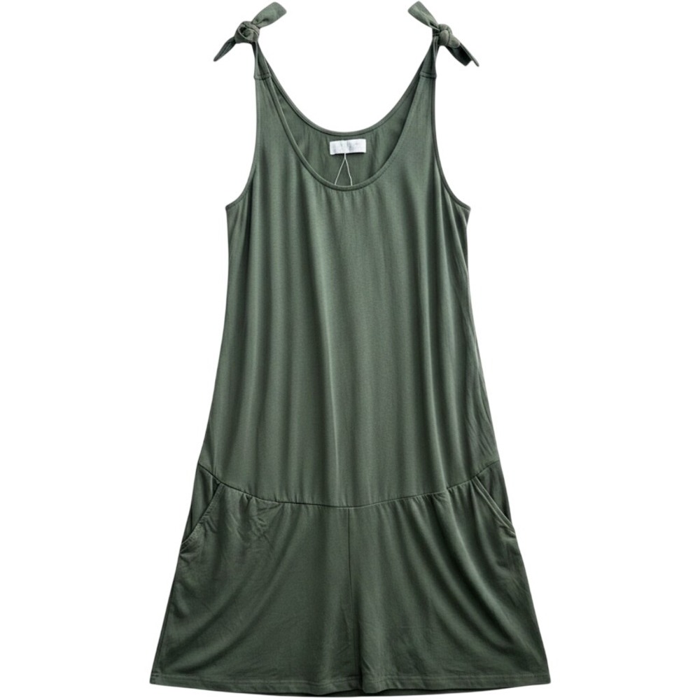 Mamalicious Maternity Jersey Playsuit Olive Green Tie Strap Romper XL
